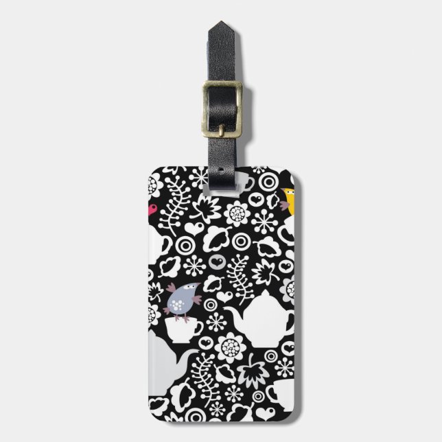 Vogel- und Schalenmuster Gepäckanhänger (Vorderseite vertikal)