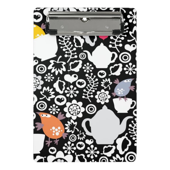 Vogel- und Schalenmuster Mini Klemmbrett (Vorderseite)