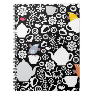 Vogel- und Schalenmuster Notizblock