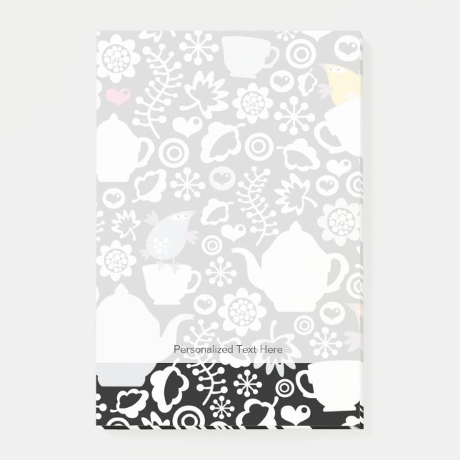 Vogel- und Schalenmuster Post-it Klebezettel (Vorderseite)