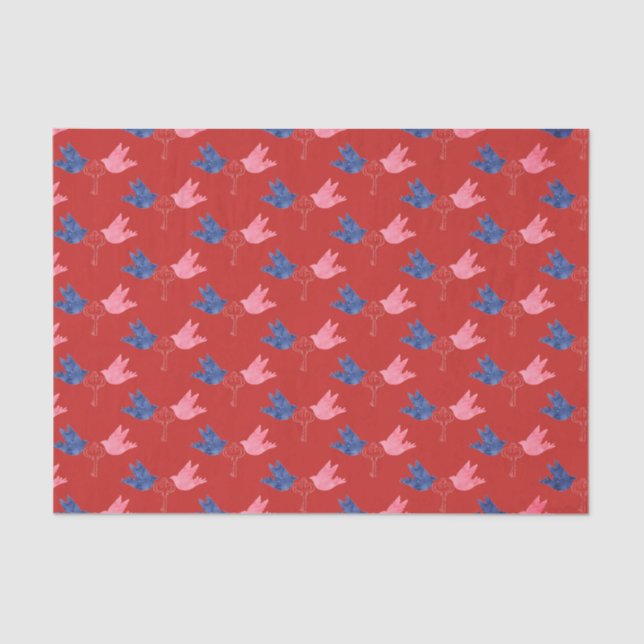 Vögel und Schlüssel Seidenpapier (Vorderseite)