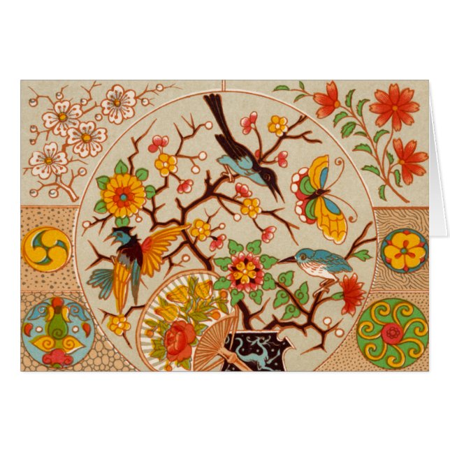 Vögel und Schmetterlinge Faltkarte (Vorderseite (Horizontal))