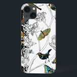 Vögel und Schmetterlinge im schwarz-weißen Hinterg iPhone 13 Hülle<br><div class="desc">Die Künstlerin Chariklia Zarris ist ein talentierter Maler und Designer. Sie malt gerne Vögel und wilde Tiere, und dieses Bild ist keine Ausnahme. Die lebhaften Farben von Vögeln und Schmetterlingen werden durch die schwarz-weißen Zweige im Hintergrund hervorgehoben.</div>