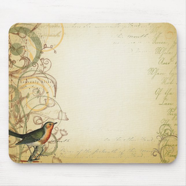 Vogel-und Schmetterlings-Strudel extravagant Mousepad (Vorne)