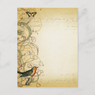 Vogel- und Schmetterlingswirbel-Fancy Postkarte