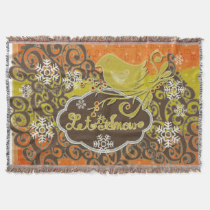 Vogel- und Schneeflocken-Wirbel Holiday Throw Decke
