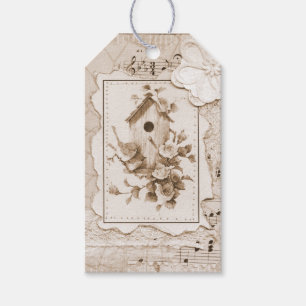 Vögel und Shabby Chic Geschenkanhänger