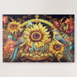 Vögel und Sonnenblumen Puzzle