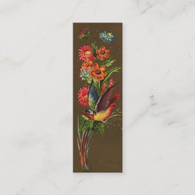 Vogel und sortierte Blumen viktorianisch Mini Visitenkarte (Vorderseite)