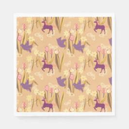 Vögel und Uniköre auf der Frühjahrswiese Serviette
