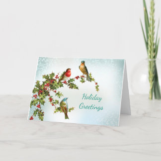 Vögel und Vintag geklappte Weihnachtskarte Feiertagskarte