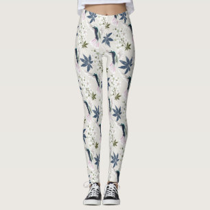 Vögel und weiße Blume. Leggings