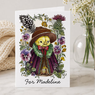 Vogel- und Wildblumen-Name-Design mit skurrilem Ch Karte