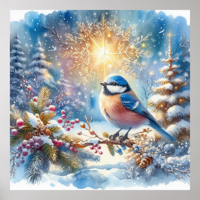 Vogel- und Winterlandschaft 10 Poster (Vorne)