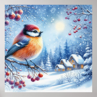 Vogel- und Winterlandschaft 19 Poster