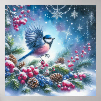Vogel- und Winterlandschaft 22 Poster