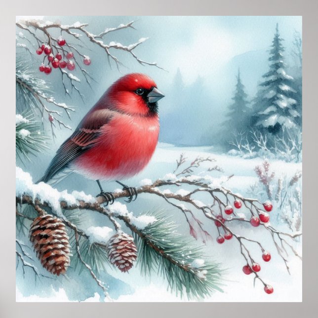 Vogel- und Winterlandschaft 33 Poster (Vorne)