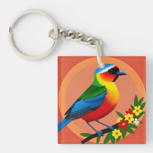 🌸 Vogel unter Blumen Naturinspiriertes Design 🌸 Schlüsselanhänger