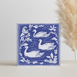 Vögel Vintag Blau und Weiß Jugendstil Schwäne Fliese
