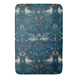 Vögel (Vintages Blumenmuster) (von William Morris) Badematte