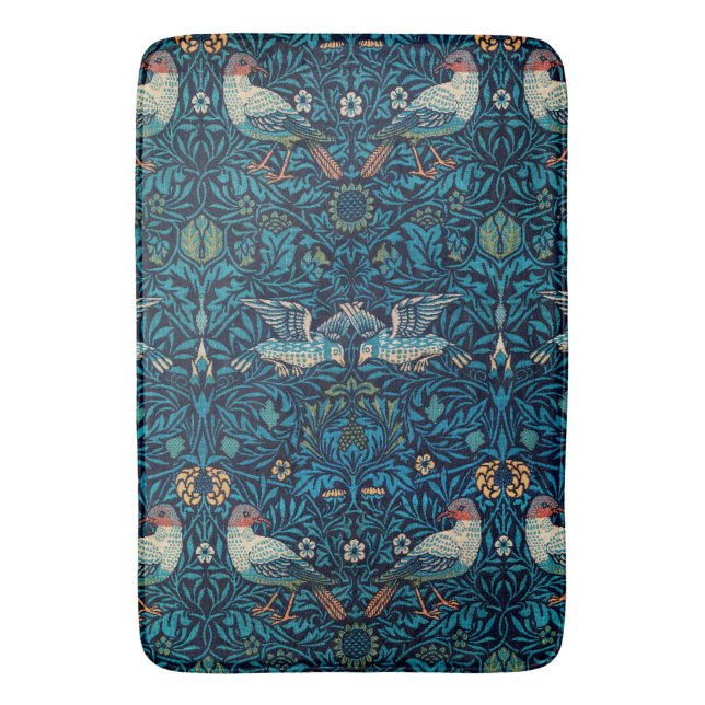 Vögel (Vintages Blumenmuster) (von William Morris) Badematte (Vorderseite Vertikal)