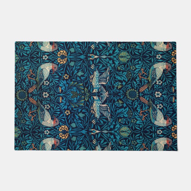 Vögel (Vintages Blumenmuster) (von William Morris) Fußmatte (Vorderseite)