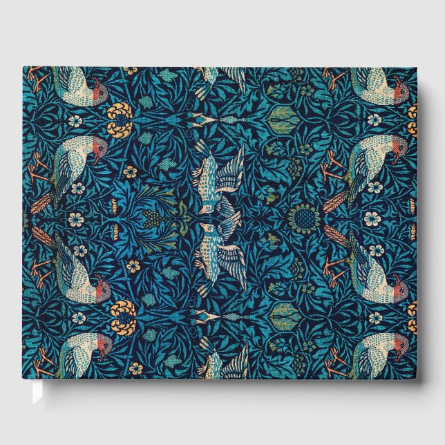 Vögel (Vintages Blumenmuster) (von William Morris) Gästebuch (Vorderseite)