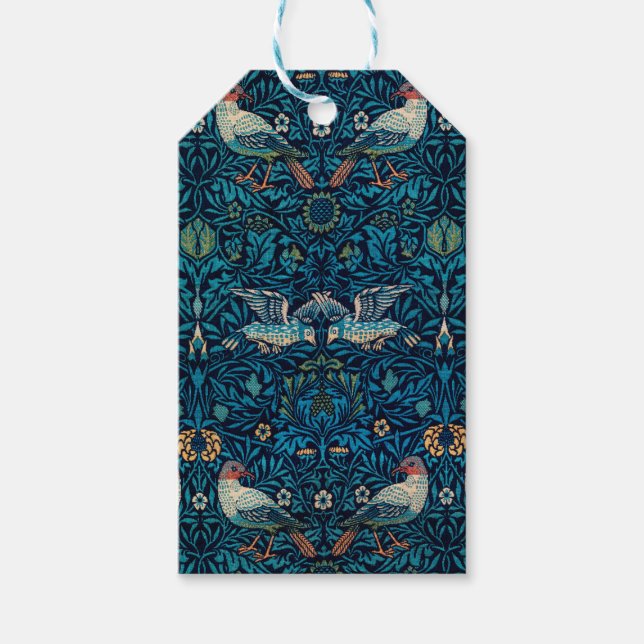 Vögel (Vintages Blumenmuster) (von William Morris) Geschenkanhänger (Vorderseite)