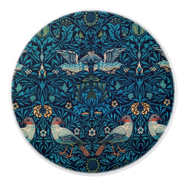 Vögel (Vintages Blumenmuster) (von William Morris) Keramikknauf (Vorderseite)
