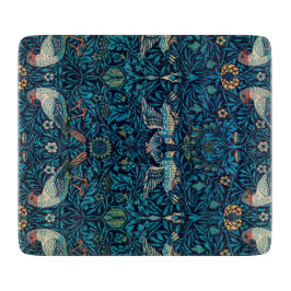 Vögel (Vintages Blumenmuster) (von William Morris) Schneidebrett
