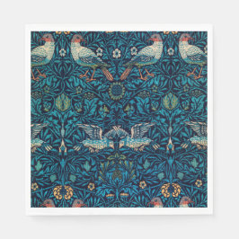 Vögel (Vintages Blumenmuster) (von William Morris) Serviette