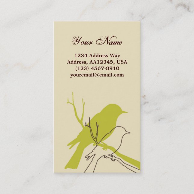 Vogel-Visitenkarte (Creme) Visitenkarte (Vorderseite)