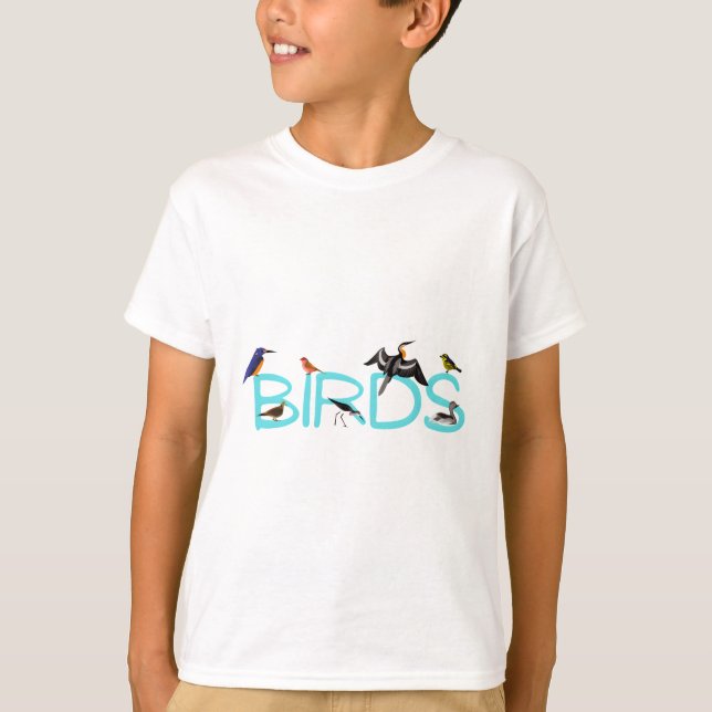 Vögel Vogelarten Vogelbeobachtung Text T-Shirt (Vorderseite)