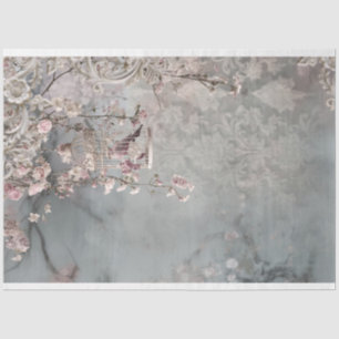 Vogel & Vogelkäfig, Shabby Chic Florale Fantasie Seidenpapier