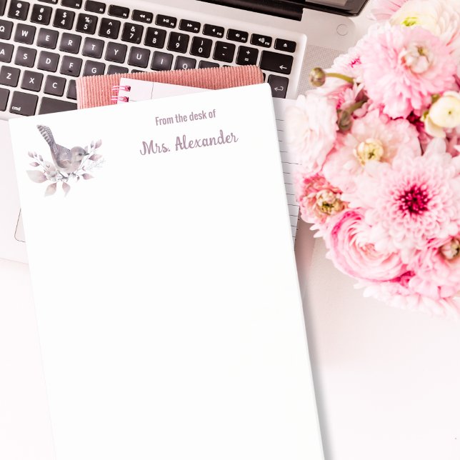 Vogel vom Schreibtisch mit Aquarellfarben Art Stic Post-it Klebezettel (Von Creator hochgeladen)