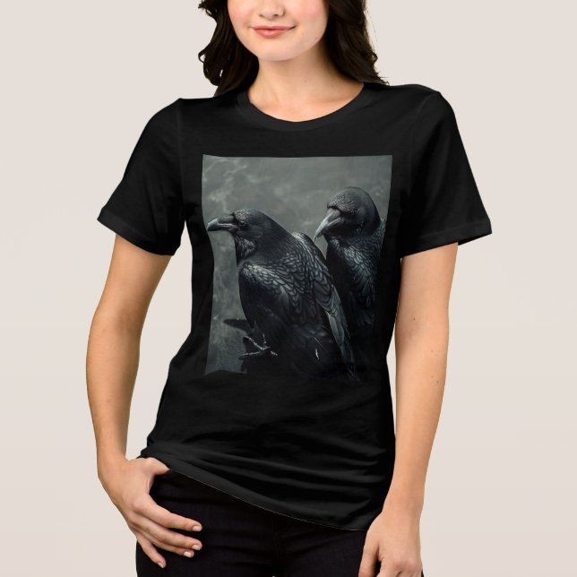 Vögel von Feather Pair of Crows, Ravens Tshirt (Vorderseite)