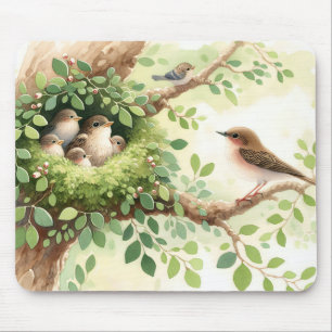 Vögel von Kleinkindern in Nest Mousepad