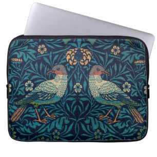 Vögel William Morris. Blaues Tier im Vintage-Muste Laptopschutzhülle