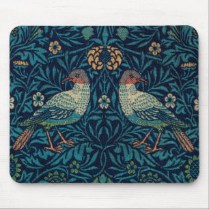 Vögel William Morris. Blaues Tier im Vintage-Muste Mousepad