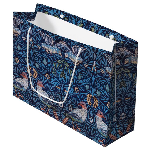 Vögel, William Morris große Geschenktasche Große Geschenktüte (Vorderseite Schrägansicht)
