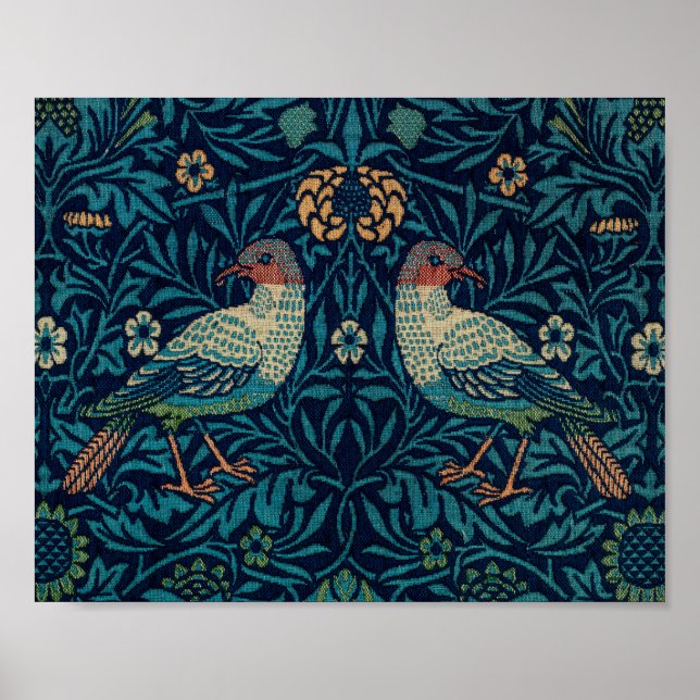 Vögel William Morris. Vintages Blaues Tier Poster (Vorne)