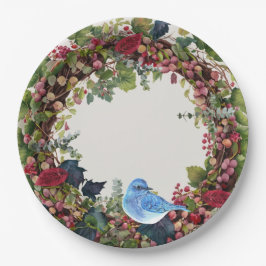 Vogel & Wreath Party Plate Pappteller