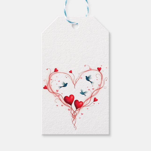 Vögel zum Valentinstag Geschenkanhänger (Vorderseite)
