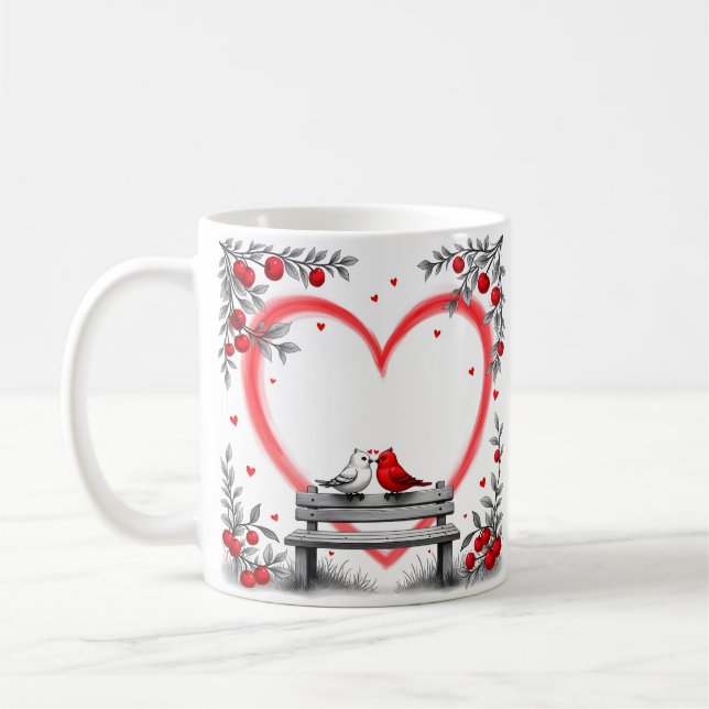 Vögel zum Valentinstag Kaffeetasse (Links)
