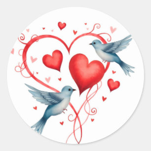 Vögel zum Valentinstag Runder Aufkleber