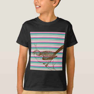 Vogel Zweig Tiere Natur farbenfrohes Muster Kunst T-Shirt