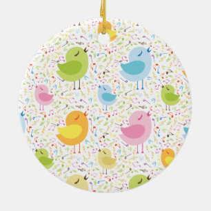Vögel zwitschern mit musikalischem Muster Keramik Ornament