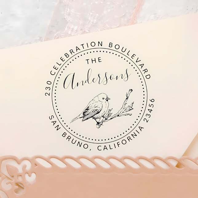 Vogelabbildungen Familienname Runde Rücksendeadres Permastempel (Von Creator hochgeladen)