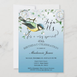 Vogelart Geburtstagsparty Einladung Blauer Blume