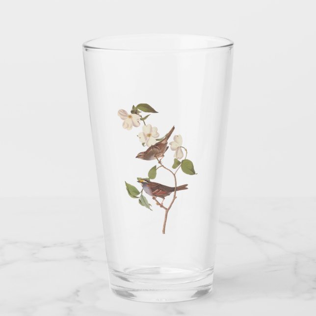 Vogelarten mit Weißwurmblättern, Audubon mit Blume Glas (Vorderseite)